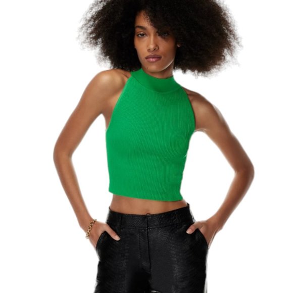 Aritzia Babaton Sculpt Knit Mockneck Halter Top, Ribbed Halter Top. - Picture 2 of 13